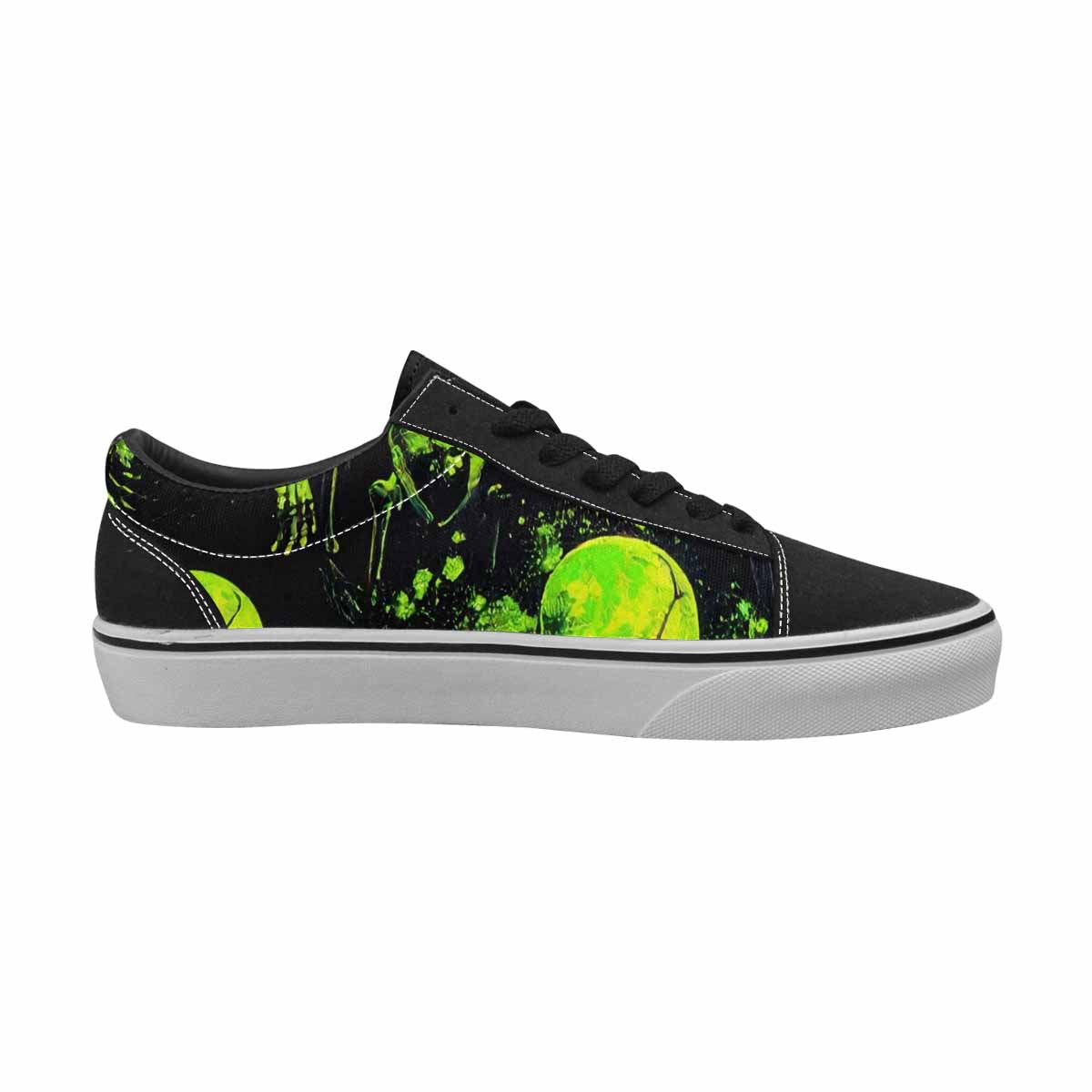 WOMEN'S Skeletons × Neon Green Lace-Up Canvas Dreamcore Custom Shoes