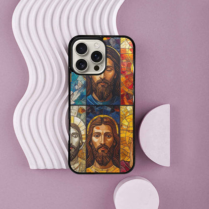 iPhone 16 Pro Max Case — Jesus Face Small Cross And Faith, Custom Phone Case