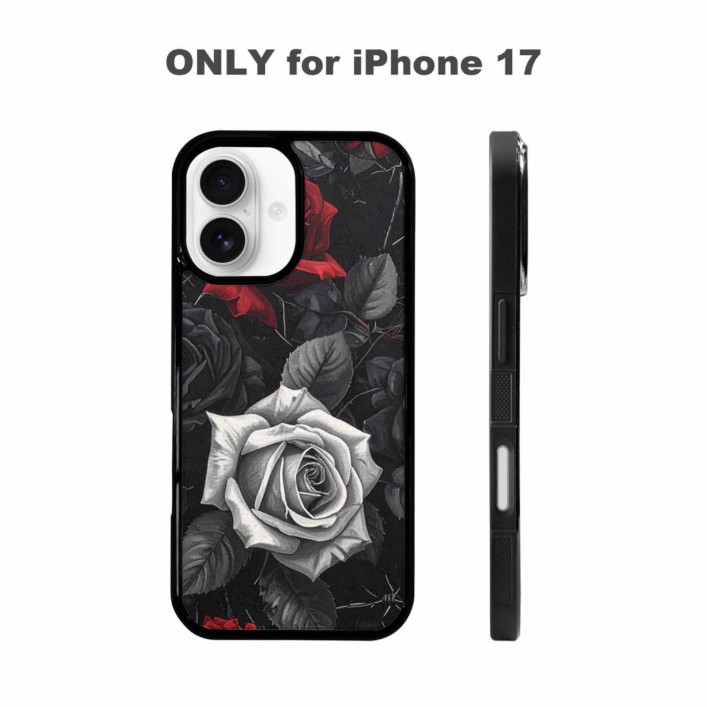 iPhone 17 Case — Small Black Gothic Rose Gothic Skulls, Customized Protective Case