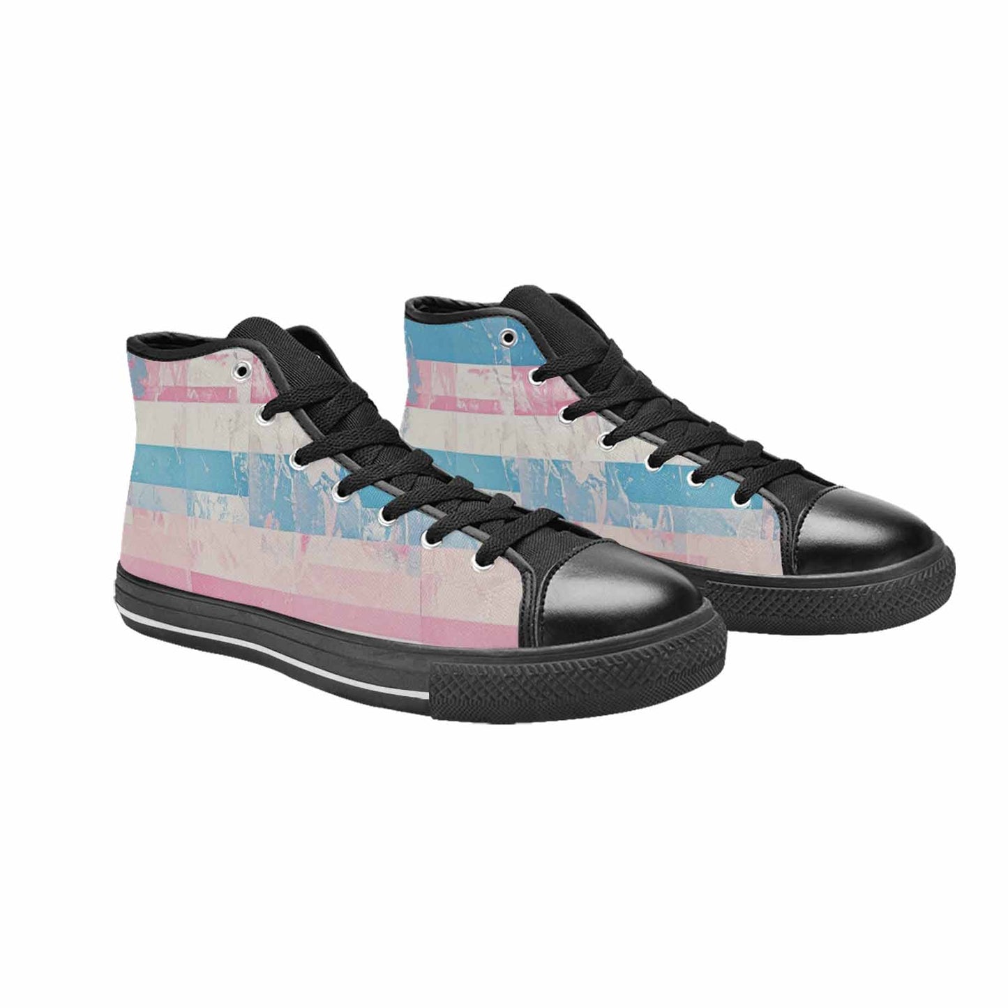MEN'S Transgender Flag Color High Top Canvas Aesthetic Sneakers