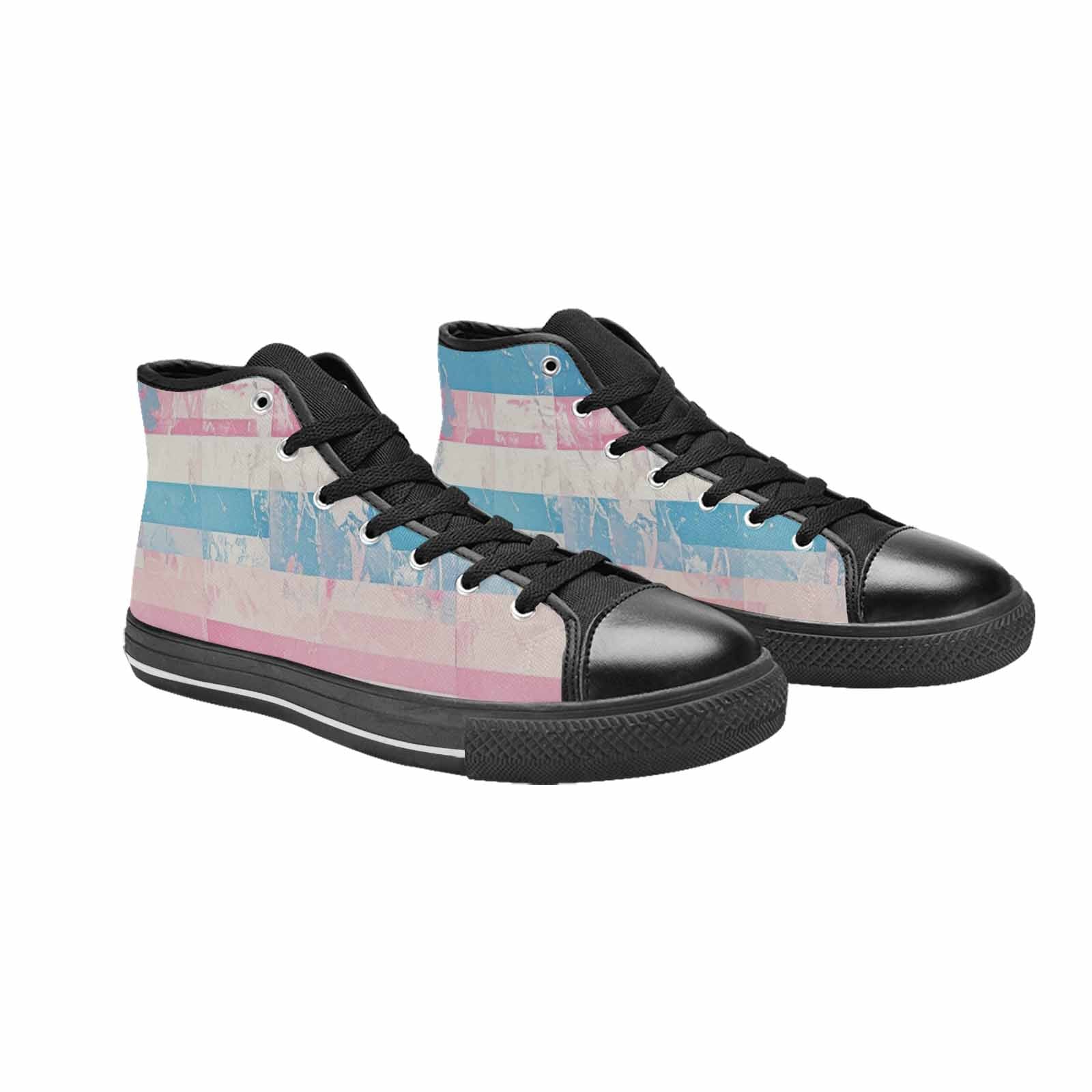 MEN'S Transgender Flag Color High Top Canvas Aesthetic Sneakers