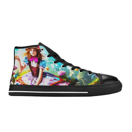 WOMEN'S Creepy Wonderland Model Art High Top Canvas Grunge Custom Sneakers