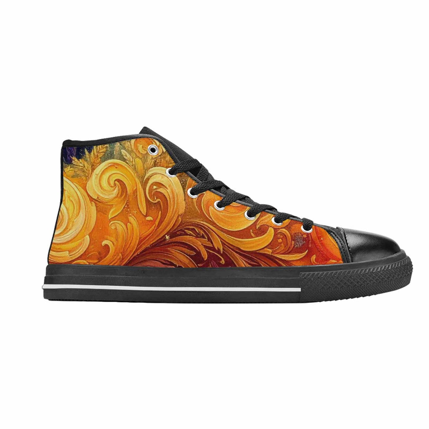 WOMEN'S Van Gogh-Style Swirl High Top Canvas Grunge Shoes