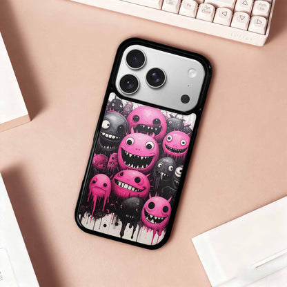 iPhone 17 Pro Case — Black Pink Ink Monsters General Cartoon, Custom Made Phone Cover