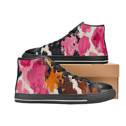 WOMEN'S Cow Animal Print High Top Canvas Cottagecore Custom Shoes