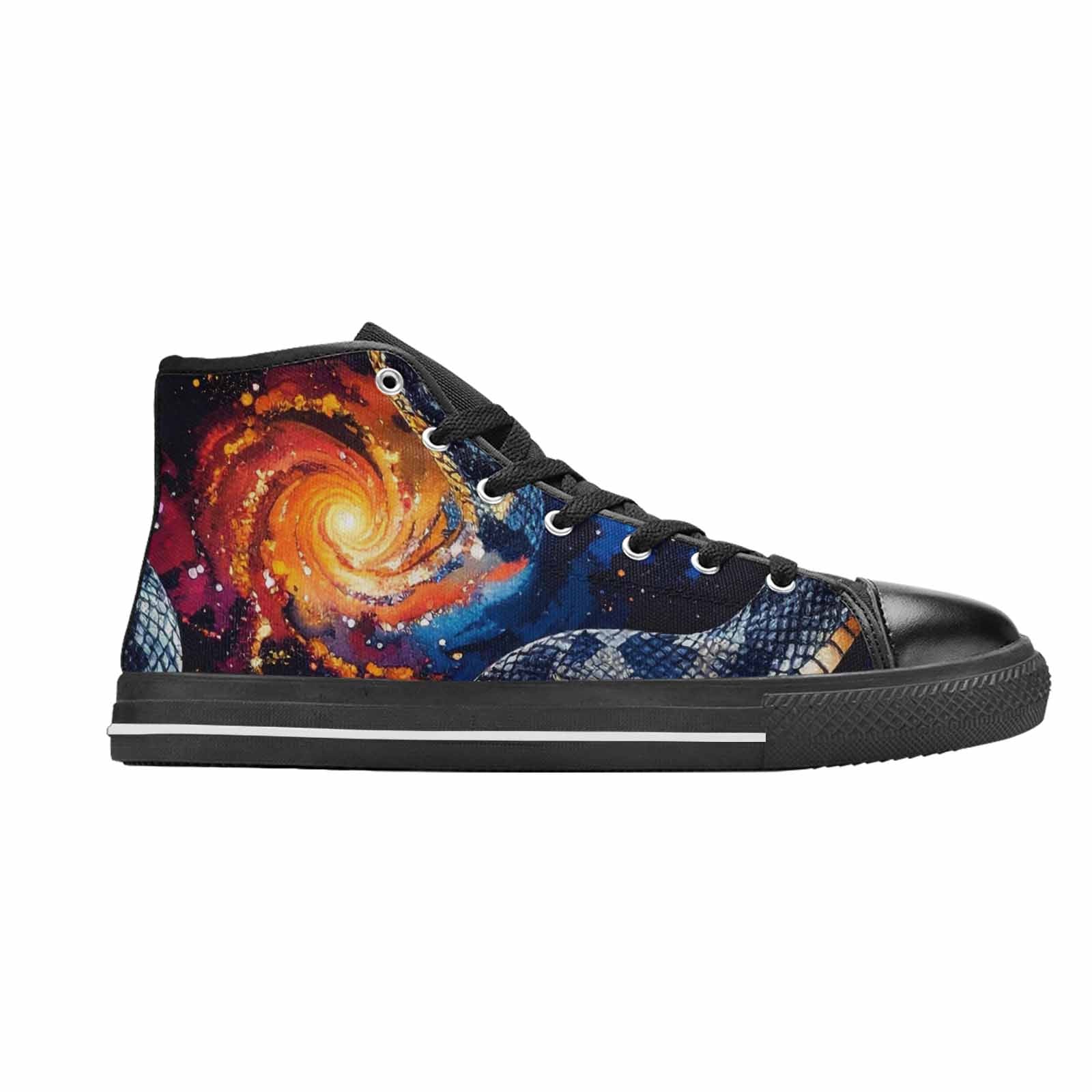 WOMEN'S Galaxy Snake Print High Top Canvas Dreamcore Custom Sneakers