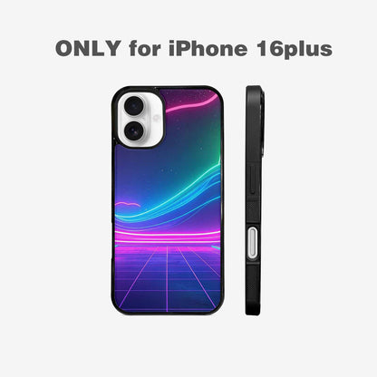 iPhone 16 Plus Case — 1980s Neon Cartoon Art Pattern, Personalized Phone Case