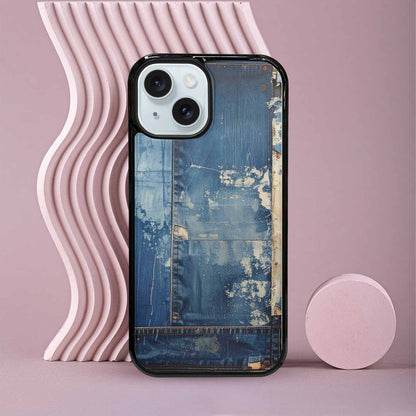 iPhone 15 Case — Denim Distressed Textures Print Edge To, Original Design Phone Case