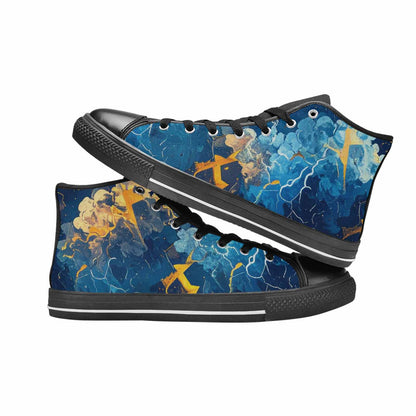MEN'S Lightning Bolt High Top Canvas Neon Fantasy Custom Sneakers