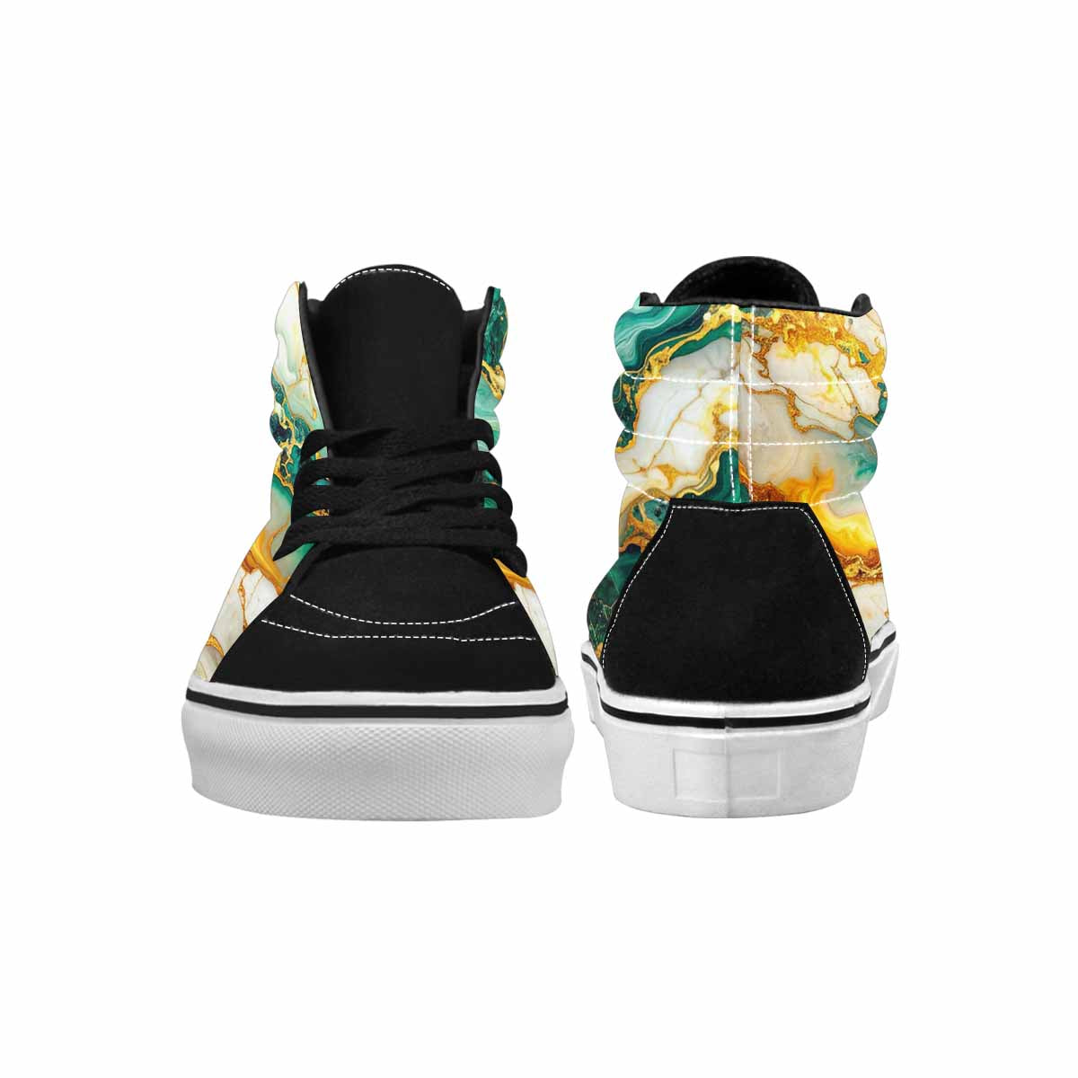 WOMEN'S Marble Gold High Top Canvas Cottagecore Sneakers