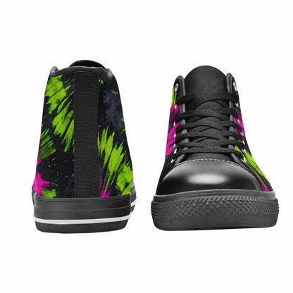 WOMEN'S Acid Wash Tie Dye Neon High Top Canvas Vibrant Chaos Sneakers