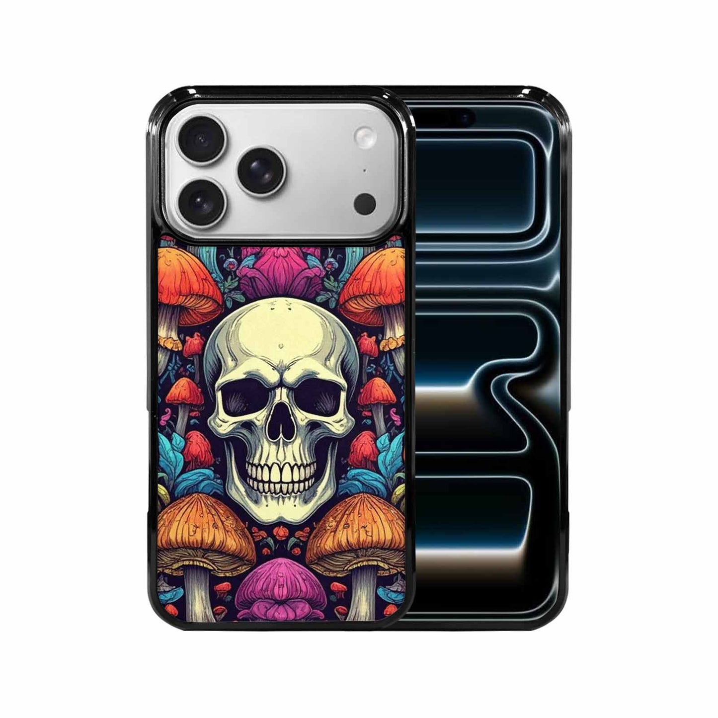 iPhone 17 Pro Max Case — Mushroom Skull Art Seamless Gothic Skulls, Customized Protective Case