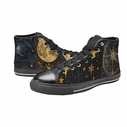 WOMEN'S Zodiac Constellation Star High Top Canvas Vibrant Chaos Custom Shoes