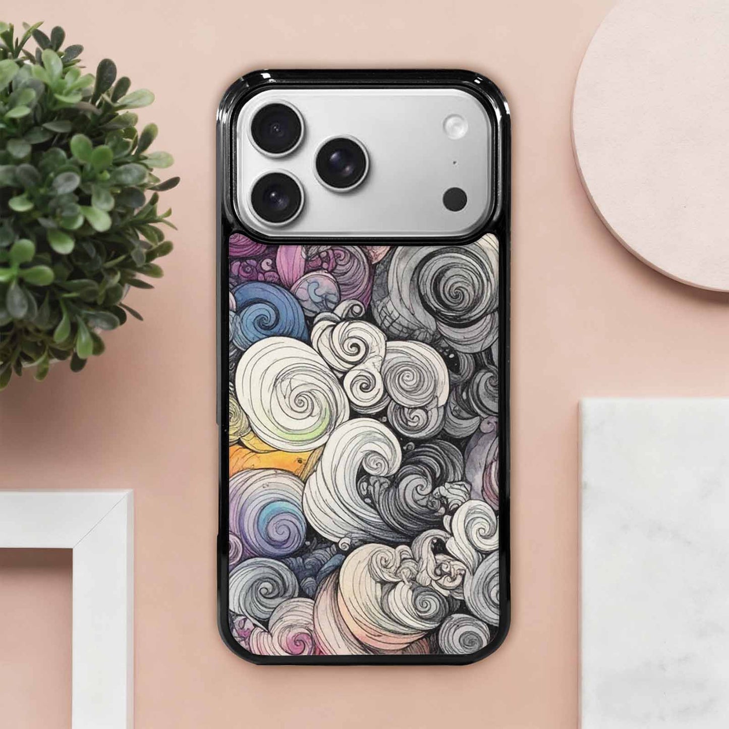 iPhone 17 Pro Max Case — Tie Dye Swirls (black Tie Dye, Personalized Phone Case