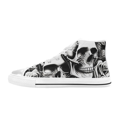 WOMEN'S Cartoon Style Skulls Roses High Top Canvas Dreamcore Custom Sneakers