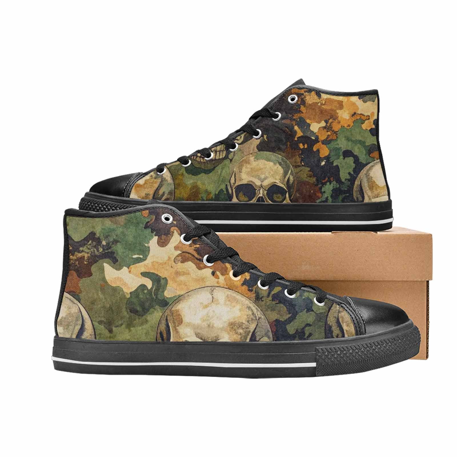 WOMEN'S Military Camo Skull High Top Canvas Dark Academia Sneakers