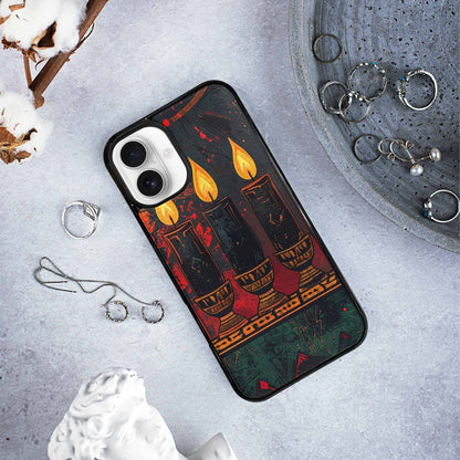 iPhone 16 Plus Case — Kwanzaa Kinara Pattern Seamless Repeat African, Custom Print Case Cover