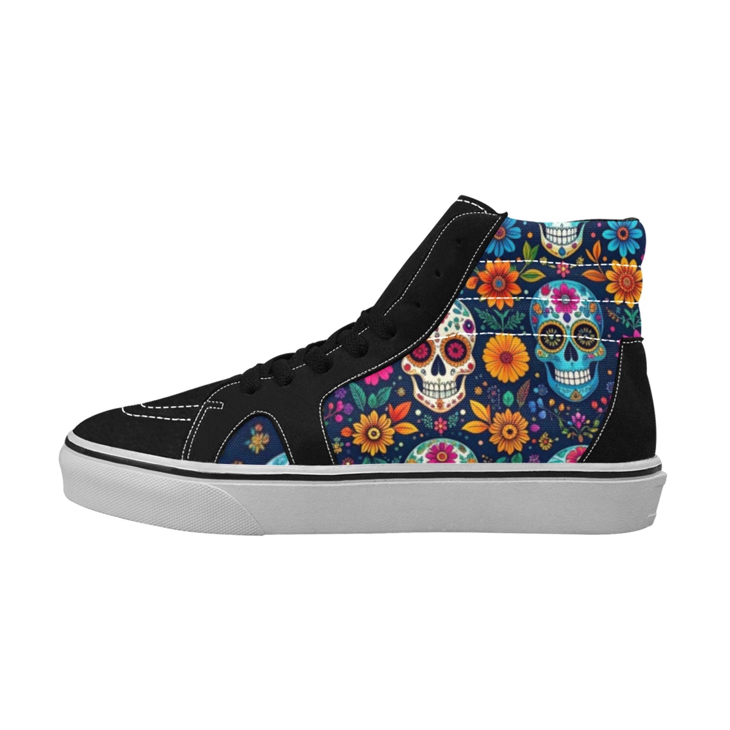 WOMEN'S Rainbow Sugar Skull Weave High Top Skateboarding Cottagecore Sneakers