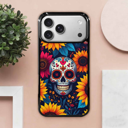 iPhone 17 Pro Max Case — Sunflower Skulls Print Gothic Skulls, Personalized Phone Case