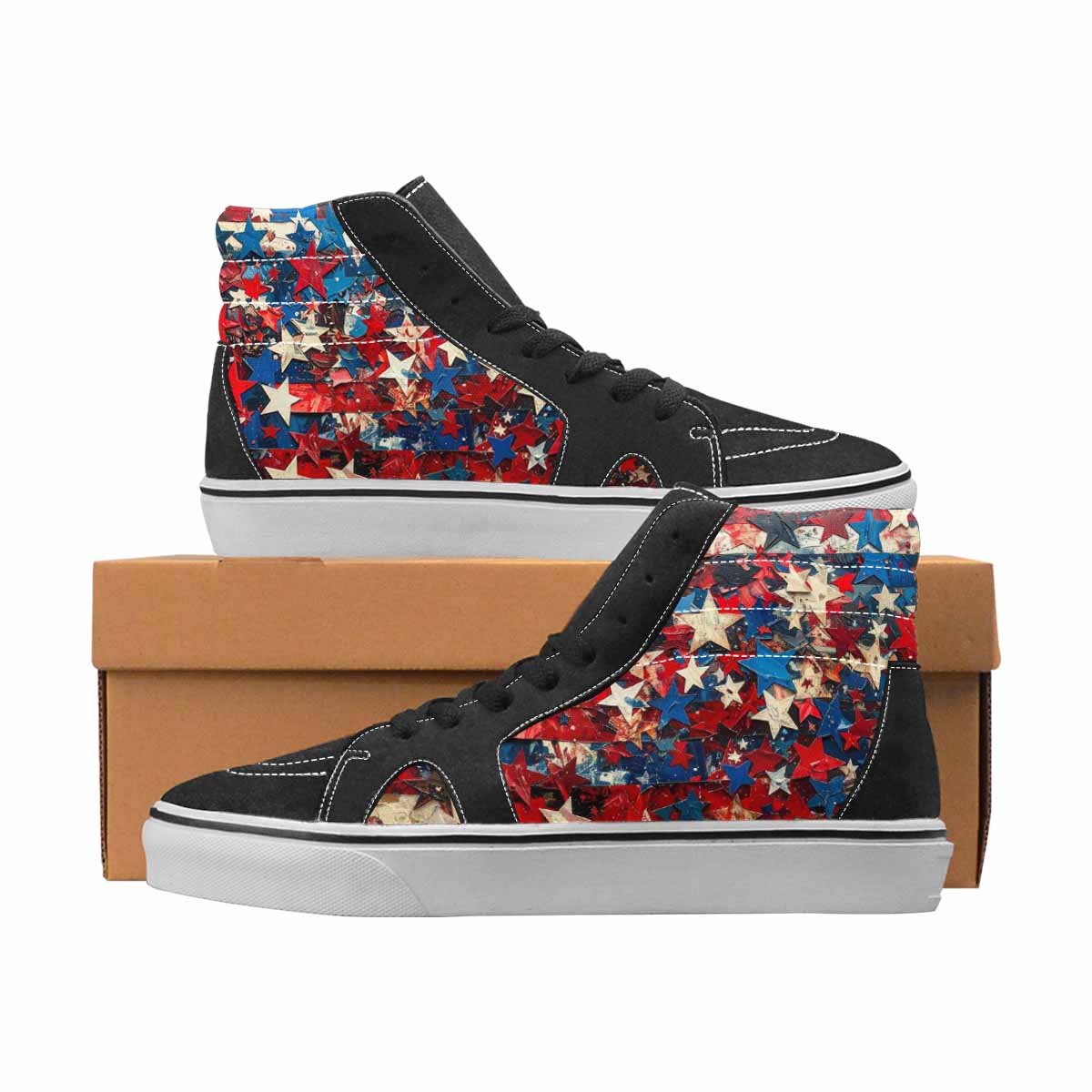 WOMEN'S Patriotic High Top Canvas Custom Design Vivid Custom Printed Shoes