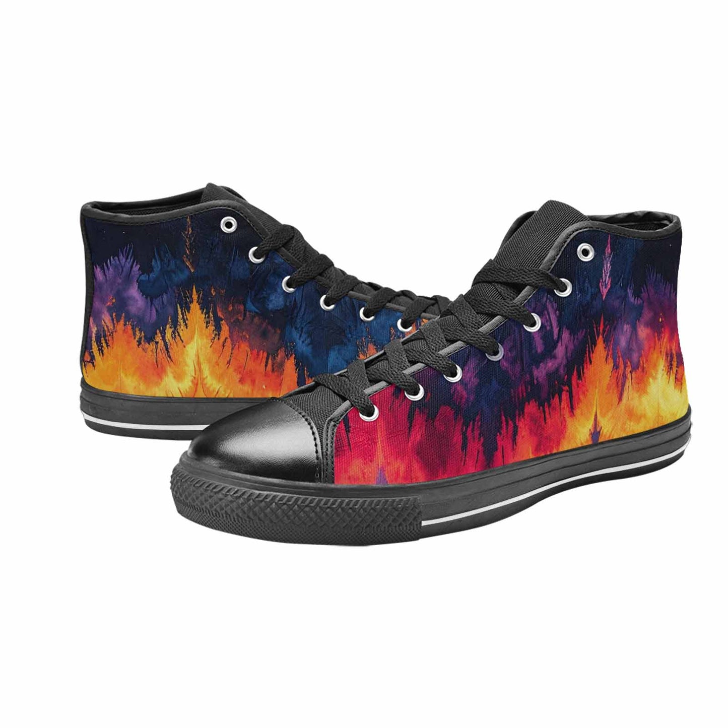 WOMEN'S Tie Dye Dark High Top Canvas Vibrant Chaos Custom Sneakers