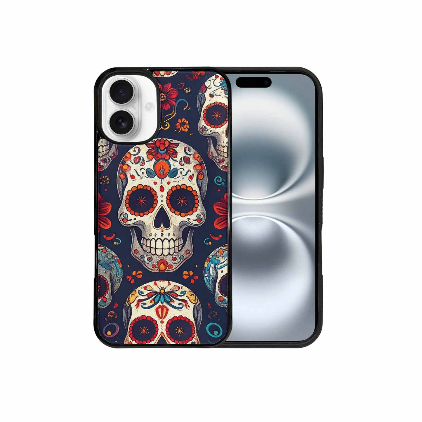 iPhone 16 Plus Case — Day Dead Sugar Skull Art 100s, Unique Phone Case Design