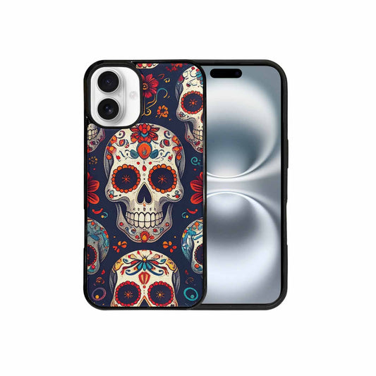iPhone 16 Plus Case — Day Dead Sugar Skull Art 100s, Unique Phone Case Design