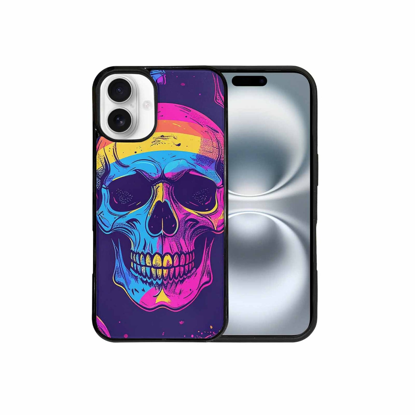 iPhone 16 Plus Case — Pride Flag Skulls Seamless Pattern Vibrant, Personalized Phone Case