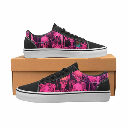 WOMEN'S Skeletons  Neon Pink Lace-Up Canvas Melting Art Custom Sneakers
