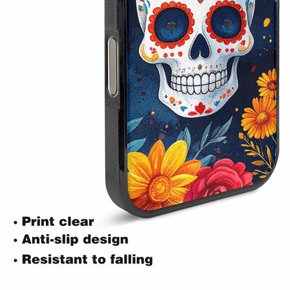 iPhone 16 Pro Case — Sunflower Skulls Print Custom, Original Design Phone Case