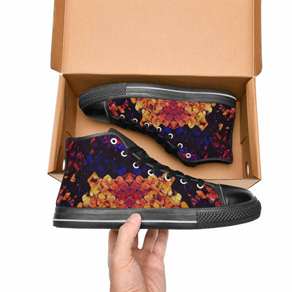 WOMEN'S Dark Snake Print High Top Canvas Y2K Sneakers