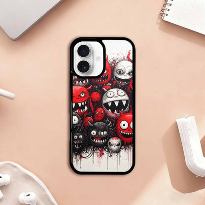 iPhone 17 Case — Black &amp; Red Ink Cartoon Cute, Custom Phone Case
