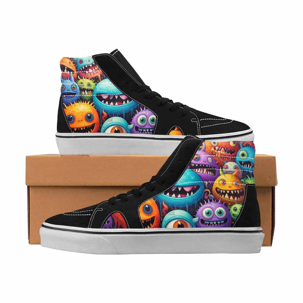 MEN'S Monsters High Top Canvas Made To Order Melting Art Customized Sneakers