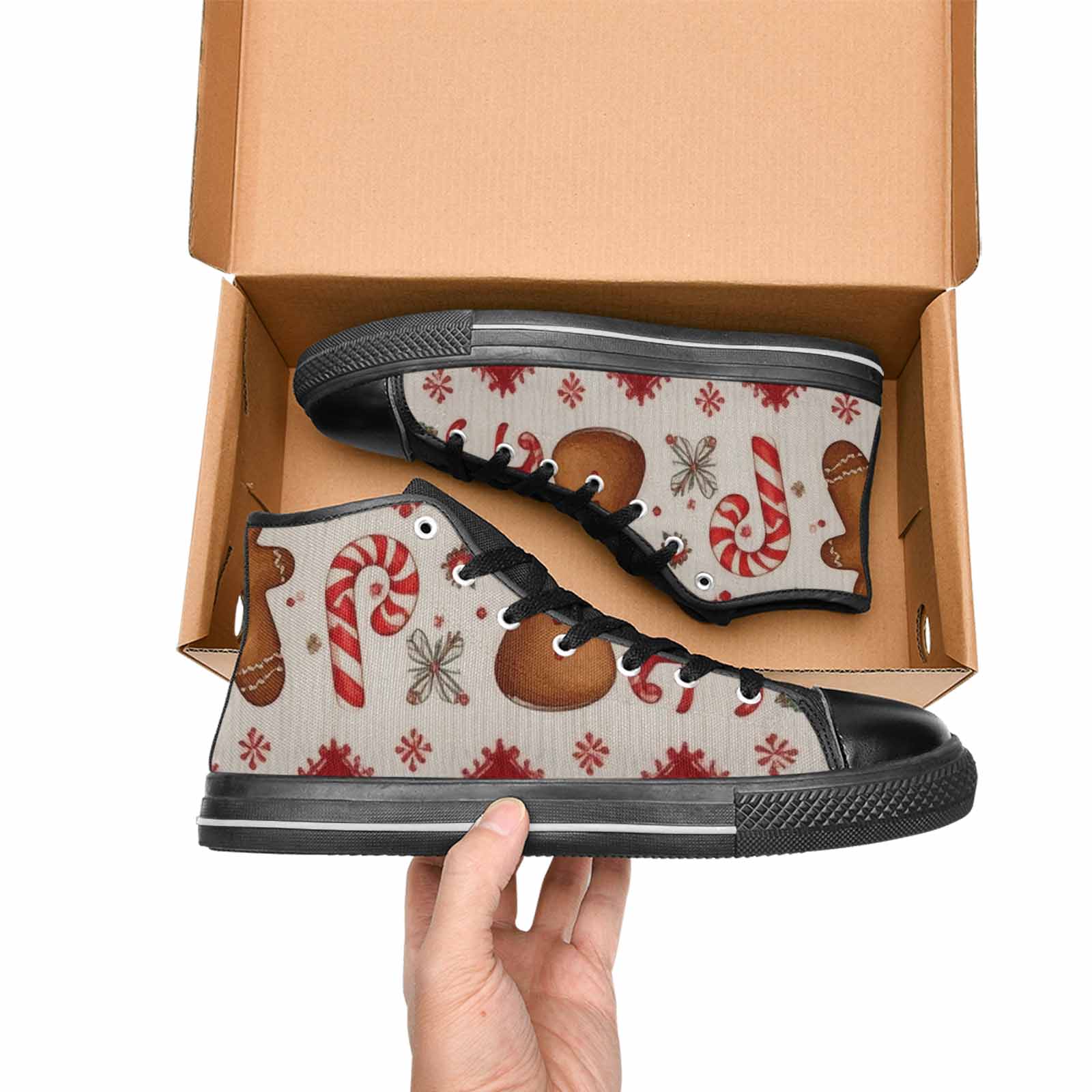 MEN'S Christmas Holly Snowflake High Top Canvas Aesthetic Sneakers