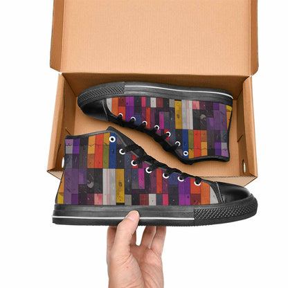 MEN'S Asexual Flag Color High Top Canvas Grunge Custom Shoes