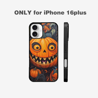 iPhone 16 Plus Case — Cartoon Pumpkin Monster, Custom Art Phone Cover