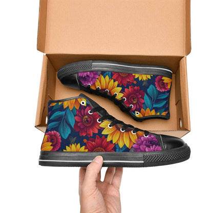 MEN'S Sunflower Skulls Print High Top Canvas Dreamcore Custom Sneakers