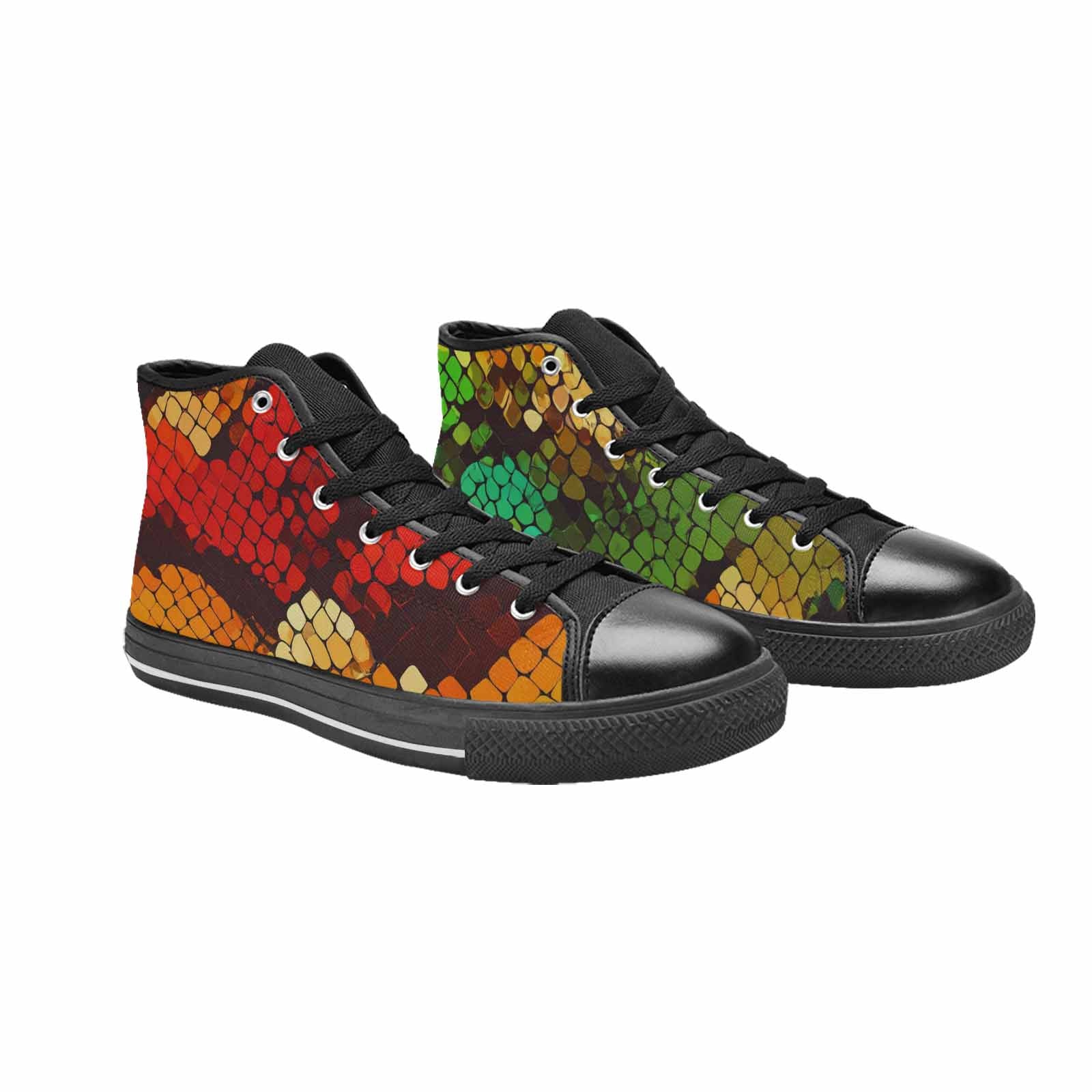 WOMEN'S Dark Snake Print High Top Canvas Wallpaper Art Custom Sneakers