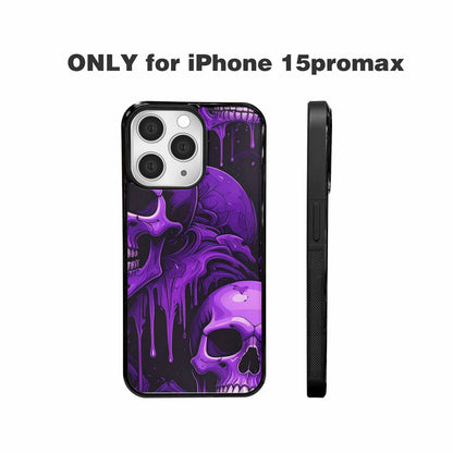 iPhone 15 Pro Max Case — Monochrome Purple Skeletons Neon Drip Melting, Custom Made Phone Cover