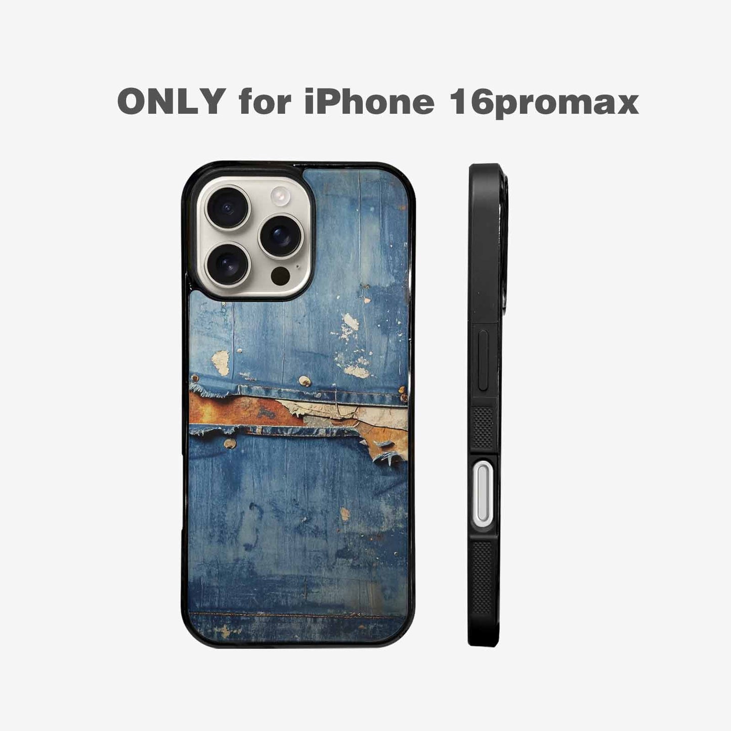 iPhone 16 Pro Max Case — Denim Distressed Textures Print Edge To, Original Design Phone Case