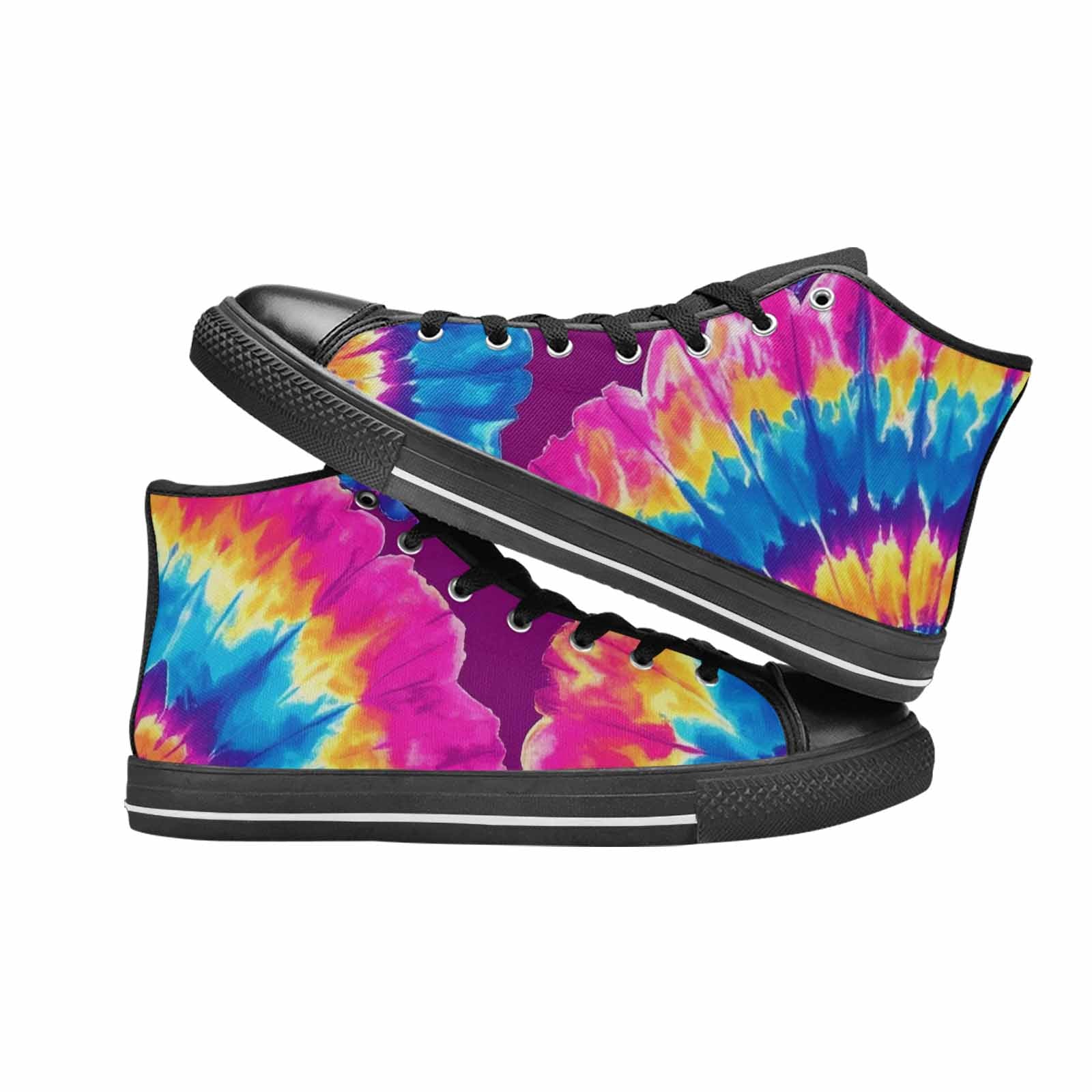 WOMEN'S Tie Dye Spiral High Top Canvas Wallpaper Art Custom Shoes