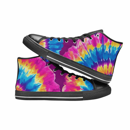 WOMEN'S Tie Dye Spiral High Top Canvas Wallpaper Art Custom Shoes