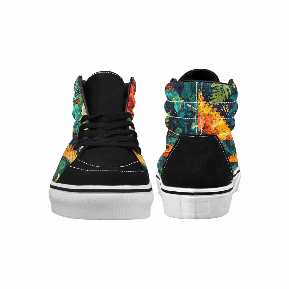 WOMEN'S Dinosaur Silhouette High Top Canvas Neon Fantasy Shoes
