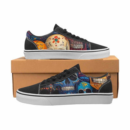 WOMEN'S Skulls (general) Skulls Lace-Up Canvas Kaleidoscope Custom Sneakers