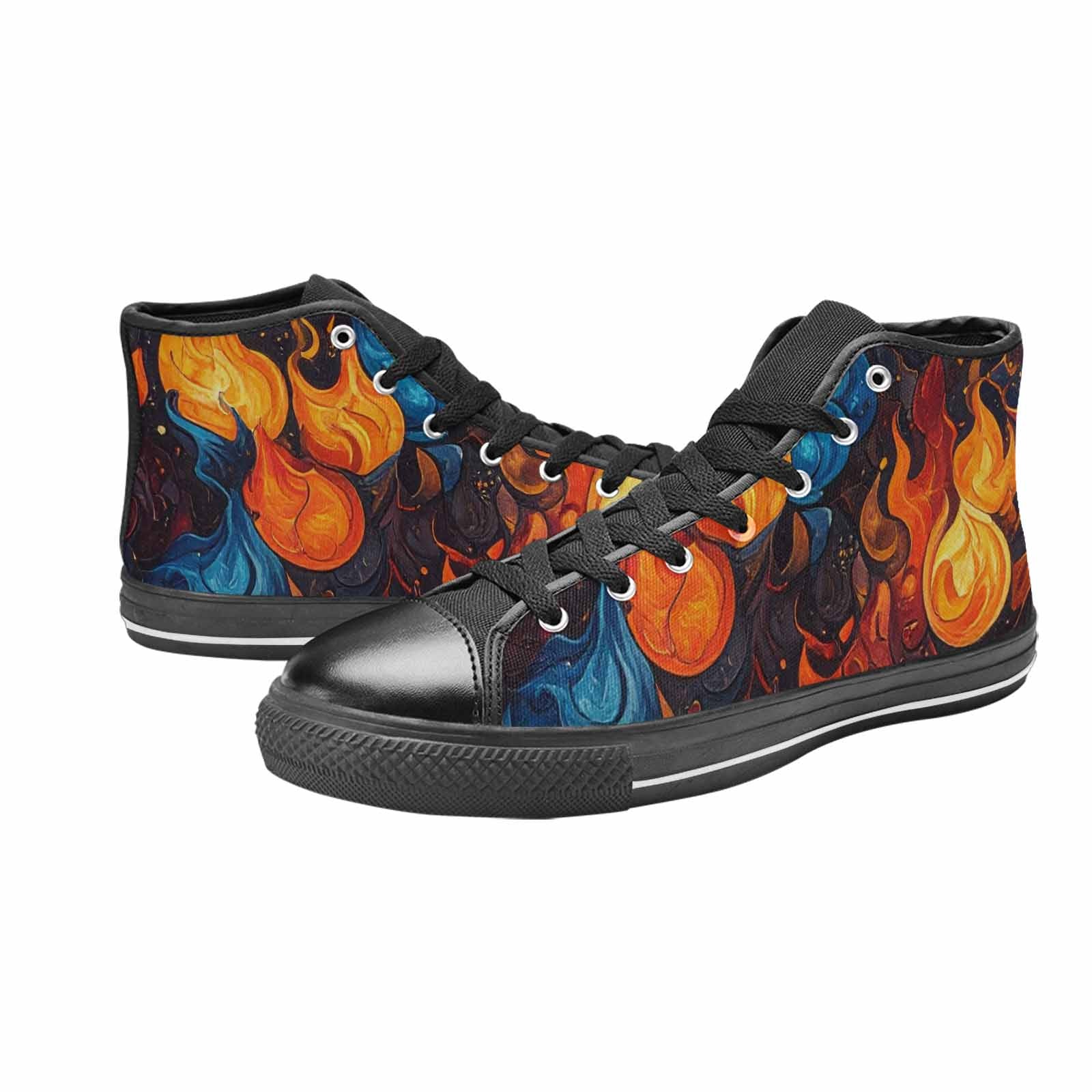 WOMEN'S Fire Flame High Top Canvas Cottagecore Custom Shoes