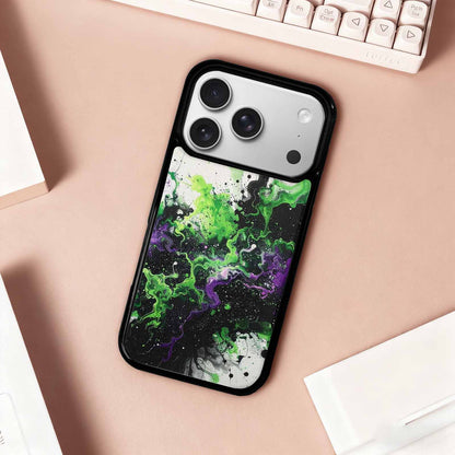 iPhone 17 Pro Case — Black Green Ink Galaxy Nebula Galaxy, Personalized Phone Case