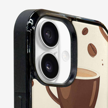 iPhone 16 Plus Case — Coffee Cup And Bean Pattern Seamless, Customized Protective Case