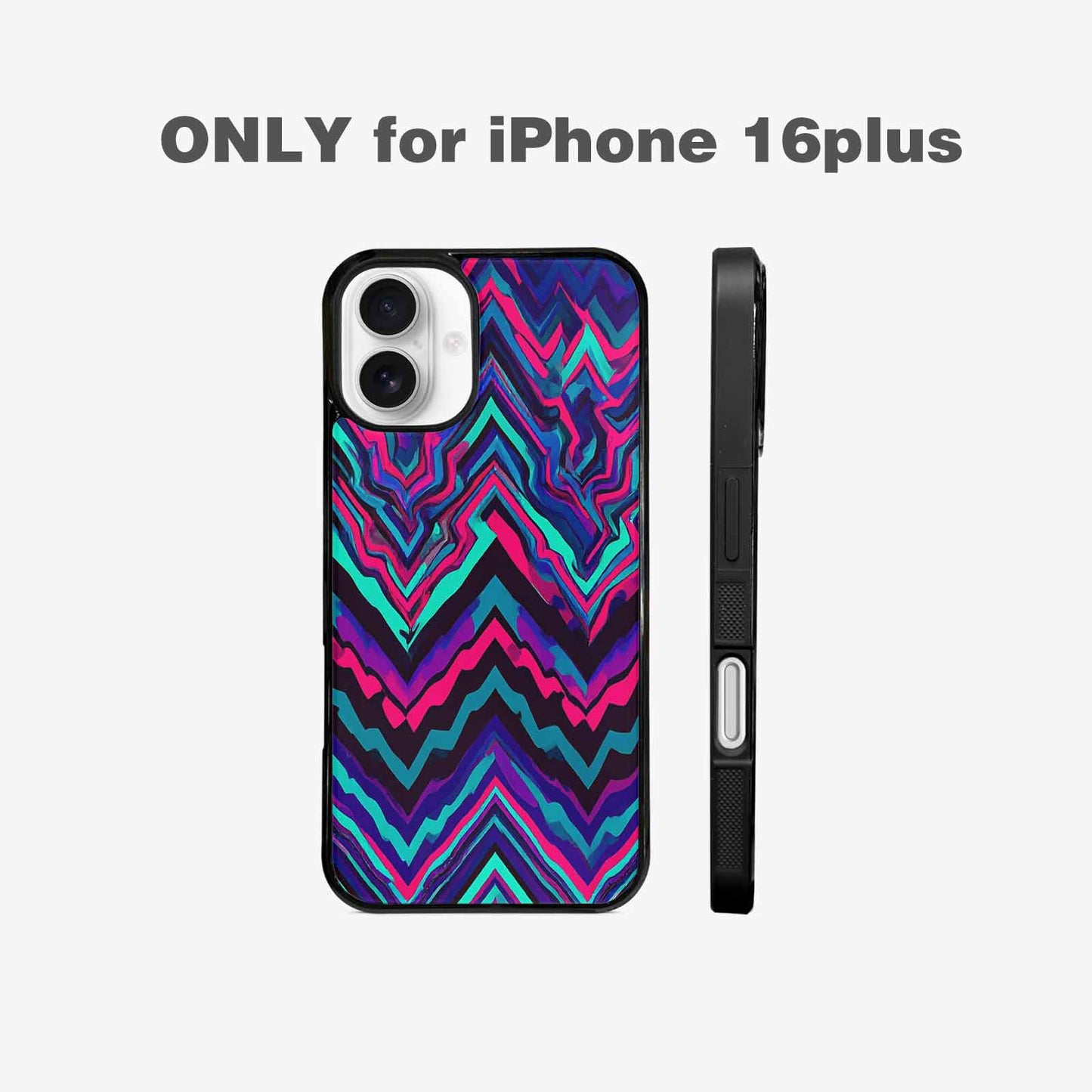 iPhone 16 Plus Case — Psychedelic Chevron Vortex, Custom Phone Case