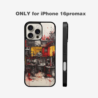 iPhone 16 Pro Max Case — Liminal Space Fragment Black Red Ink, Original Design Phone Case