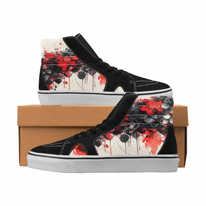 MEN'S Reptile Black & Red Ink High Top Canvas Boutique Y2K Custom Canvas Shoes